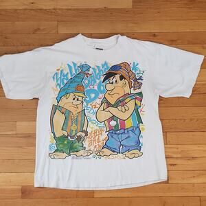Tultex 1993 The Flintstones 1990s Vintage Cotton White Graphic Tee XL